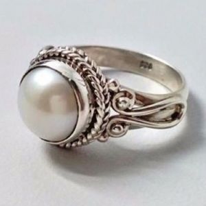 Vintage Sterling Silver Pearl Ring